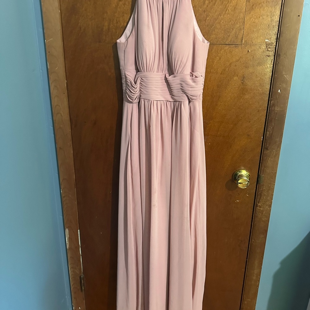 Azazie Pink Halter Maxi Gown for Weddings